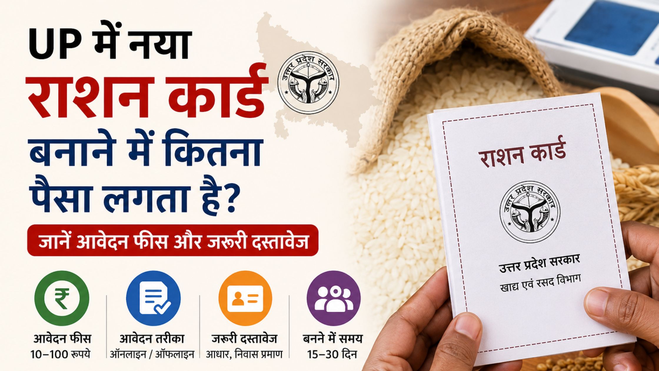 UP में नया राशन कार्ड कैसे बनवाएं? फीस, जरूरी दस्तावेज और पूरी प्रक्रिया [2026]