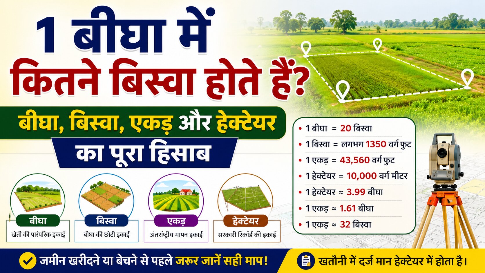 1 बीघा में कितने बिस्वा होते हैं